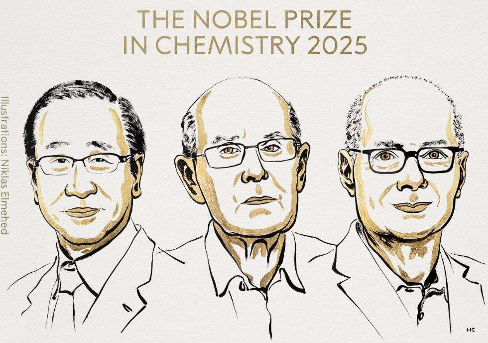 2025 年诺贝尔化学奖授予发现化学反应的房间的三位科学家
